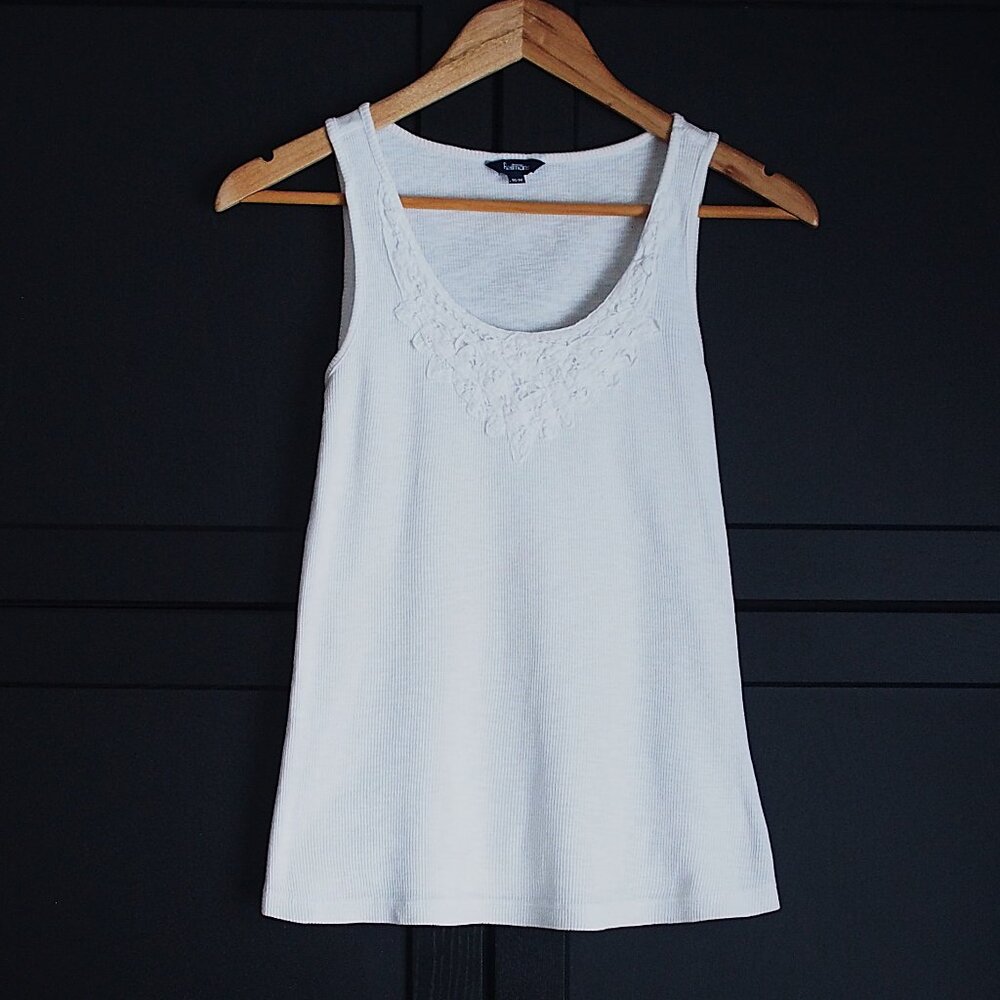 Reitmans | Battenburg Cotton Lace Micro Ribbed Tank Top